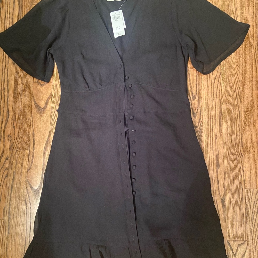 Black flowing button up dress